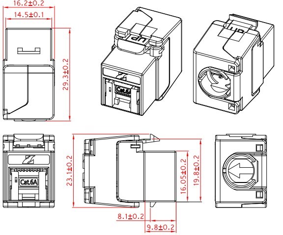 4Cabling Cat6a U/Utp Keystone Jack Shuttered | 10 Pack Black