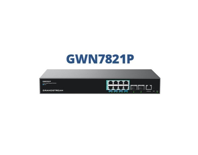 Grandstream GWN7821P Enterprise Layer 3 Managed Multi-Gigabit PoE Network Switch, 8 X 2.5 GigE PoE++, 2 X 10G SFP+