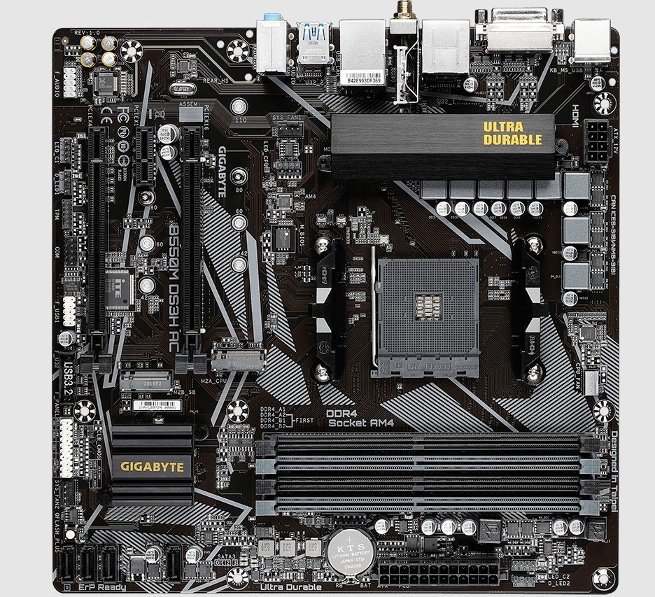 Gigabyte B550M DS3H Ac Am4 Ryzen Matx Motherboard, 4X DDR4, 3X PCI-e, 2X M.2, 4X Sata Iii, Raid 0/1/10, 4X Usb 3.2, 4X Usb 2.0