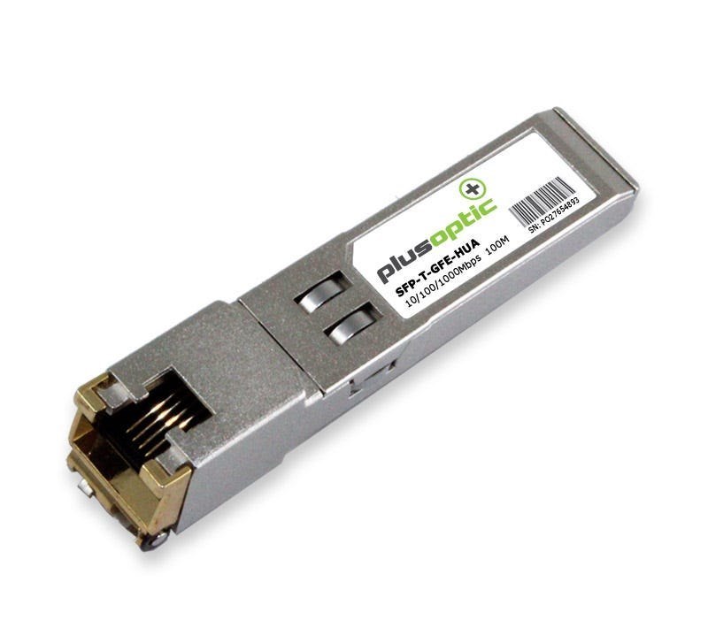 PlusOptic Huawei Compatible 10/100/1000Mbps, Copper SFP, 100M Transceiver, RJ-45 Connector For Copper