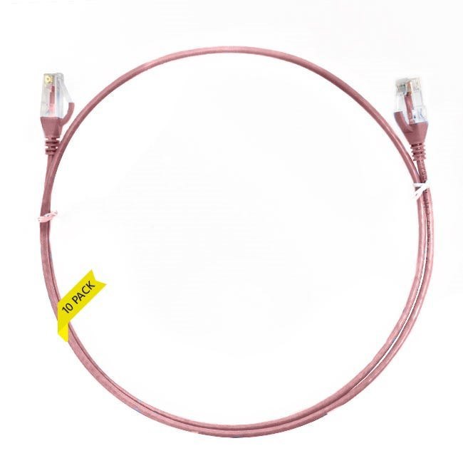 4Cabling 2m CAT6 Ultra Thin LSZH Ethernet Network Cable | 10 Pack Pink