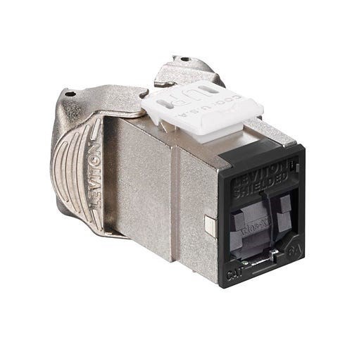 Leviton - Atlas-X1 Cat 6A Shielded Jack With Shutter Tool Free - Black
