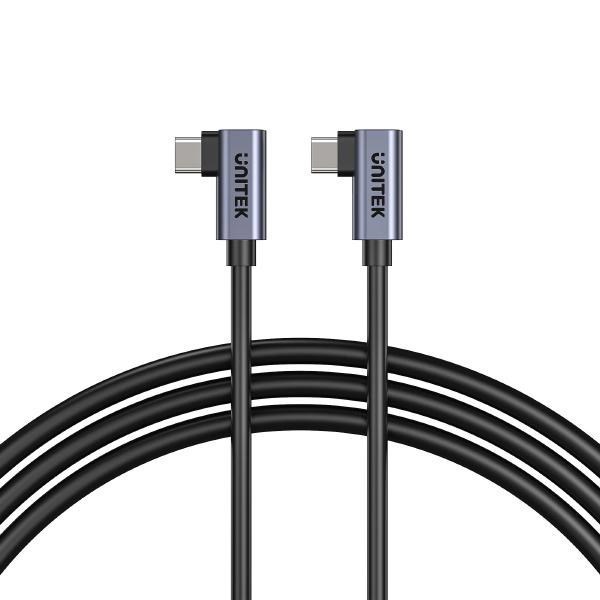 Unitek 1M Usb-C Dual 90-Degree Power Cable, 20V 5A, Up To 480 MBPS, 100W, Grey, Hook Color Box