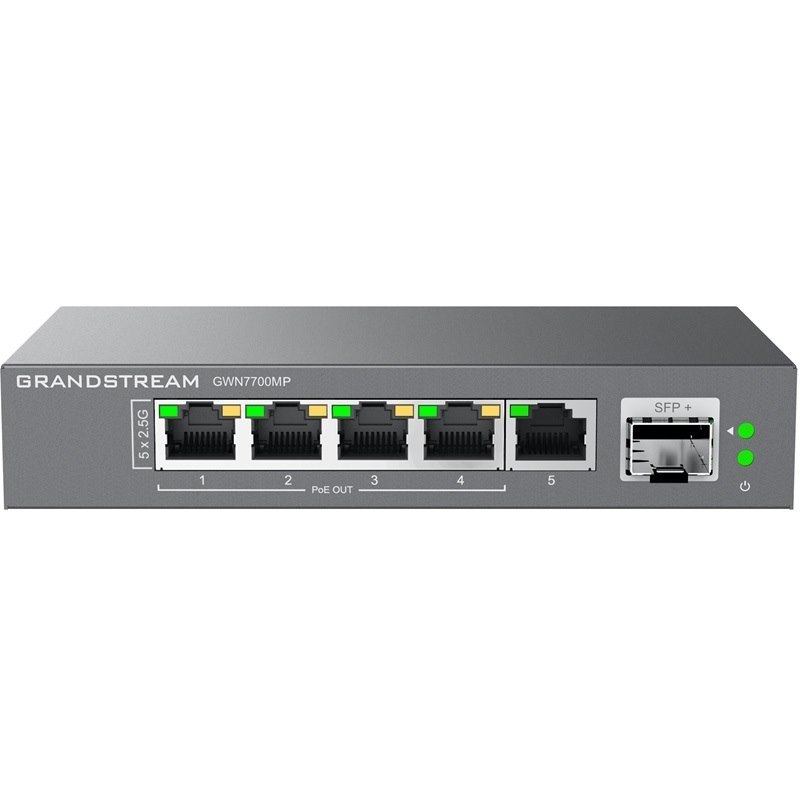 Grandstream GWN7700MP Unmanaged 2.5 MultiGigabit Switch With 5 X 2.5 GigE (4 X PoE), 1 X SFP+