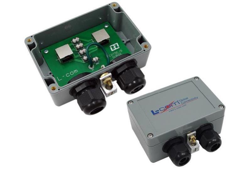 L-Com Outdoor Gigabit Ethernet Lighting Protector With PoE Passthrough
