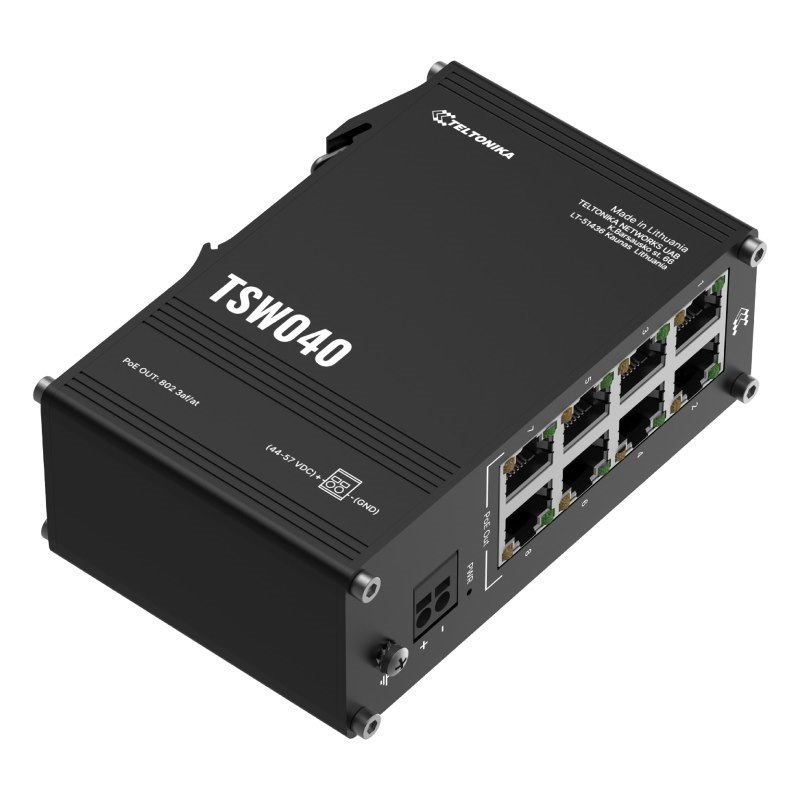 Teltonika TSW040 8 Port 10/100 PoE+ Switch With Integrated Din Rail Mounting