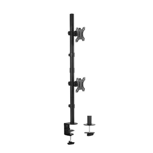 Brateck LDT12-C02V 13"-32" Dual Vertical Monitor Mount - Rotate Tilt And Swivel - Supports Vesa 75X75 & 100X100 - Max Load: 16Kgs (8Kgs Per) Height Adjustable Cable Management Clamp Or Grommet Inc