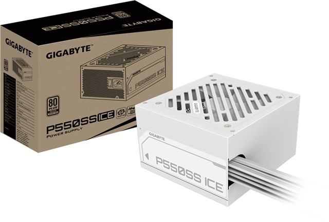 Gigabyte P550SS Ice White 550W Atx 3.1 Ready 80 Plus Silver (230V) Power Supply - Fixed Flat Cable - 3 Years Warranty