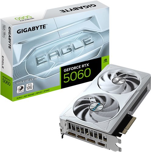 Gigabyte Nvidia GeForce RTX 5060 Eagle Ice Oc 8GB GDDR7 Graphics Card Pcie 5.0 - 2 Slot - 1X 8 Pin Power - Minimum 450W Spu