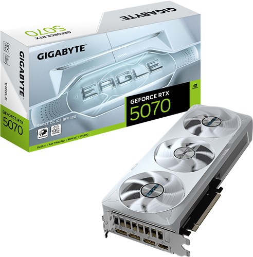 Gigabyte Nvidia GeForce RTX 5070 Eagle Oc Ice 12GB GDDR7 Graphics Card Pcie 5.0 - 2.5 Slot - 1X 16 Pin Power - Minimum 750W Psu