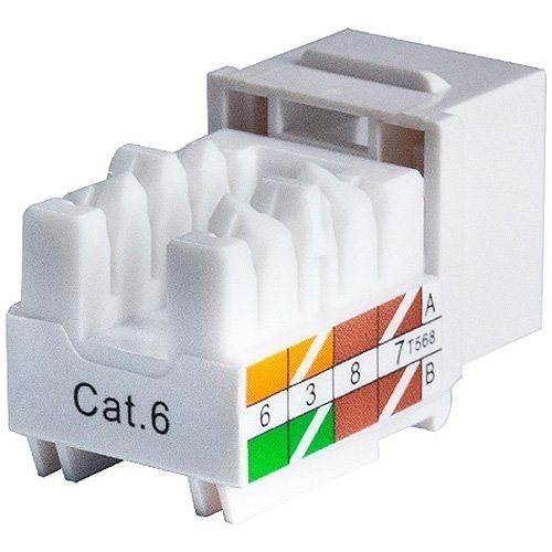 ADI PRO 0E-C6KEYWH10 CAT6 RJ45 Keystone Vertical 8P8C, 10-Pack, White