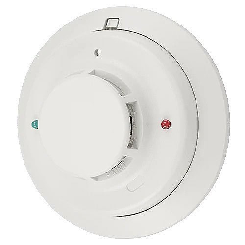 Photoelectric Smoke Detector, Non-Polarized, 4-Wire, 22 to 14 AWG Terminal, 12/24 Volt Nominal, 20/23 Milliampere Alarm, 5.3" Diameter x 2" Height, With Mounting Base