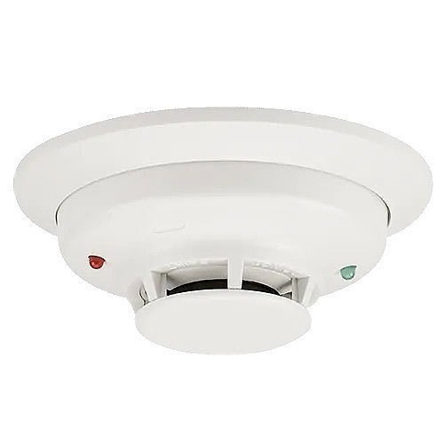 Photoelectric Smoke Detector, Non-Polarized, 4-Wire, 22 to 14 AWG Terminal, 12/24 Volt Nominal, 20/23 Milliampere Alarm, 5.3" Diameter x 2" Height, With Mounting Base