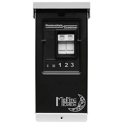 Midnite Solar combination box, 3 circuit breakers 150 VDC or 2 fuse holders 600 VDC