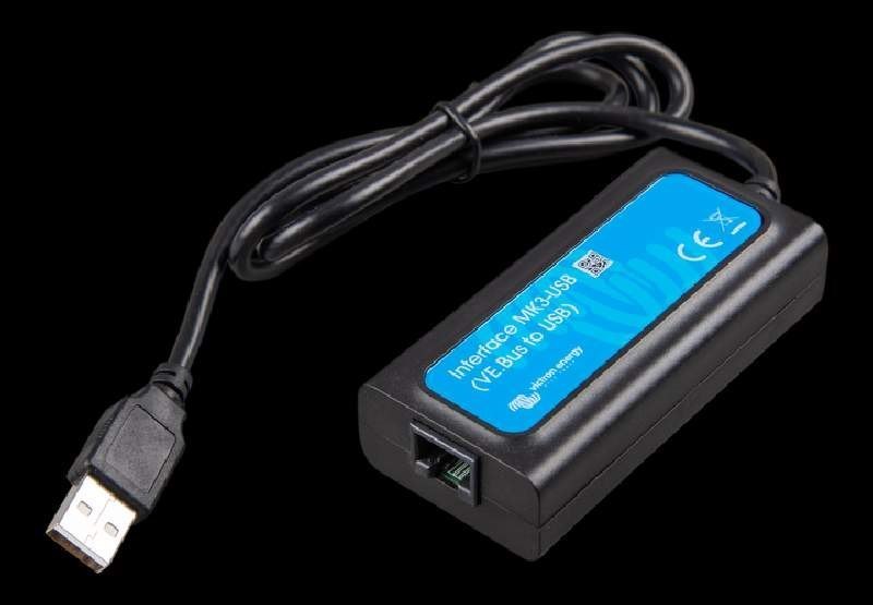 Interface MK3-USB (VE.Bus to USB) required to change settings and perform firmware updates and settings