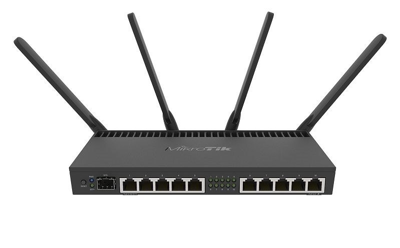 Mikrotik RB4011iGS+5HacQ2HnD-IN 4X 1,4 GHz, 10X Gigabit Lan SFP+ L5 WiFi Desktop Case