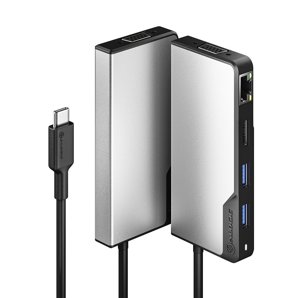 Alogic Usb-C Fusion Max 6-In-1 Hub - 1 X Hdmi 4K@30Hz, 1 X Vga, 2 X Usb-A (Usb 3.0), 1 X Gigabit Ethernet, 1 X Usb-C (Data & PD) - Space Gre