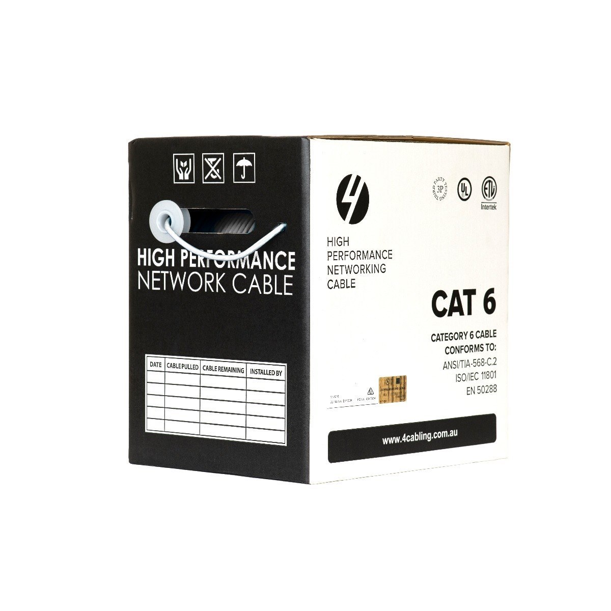 4Cabling Cat6 Ethernet Cable Reel Box Utp Lan Cable W/ Solid Conductor | 305M White