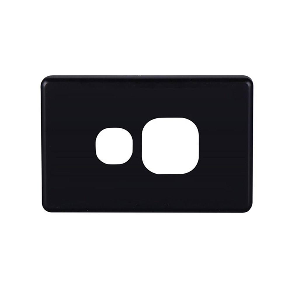 4Cabling 4C | Classic Single Power Point Cover Plate - Horizontal - Black