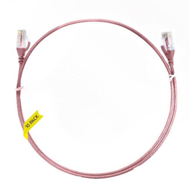 4Cabling 0.75m CAT6 Ultra Thin LSZH Ethernet Network Cable | 10 Pack Pink