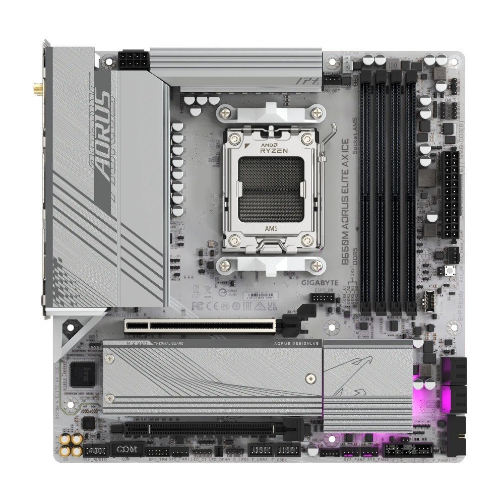 Gigabyte B650M Aorus Elite Ax Ice Amd B650 Am5 Atx Motherboard 4X DDR5~192GB,3x PCIe X16, 3X M.2, 4X Sata 6, 2X Usb 3.2, 1X Usb-C, 2X Usb 2.0