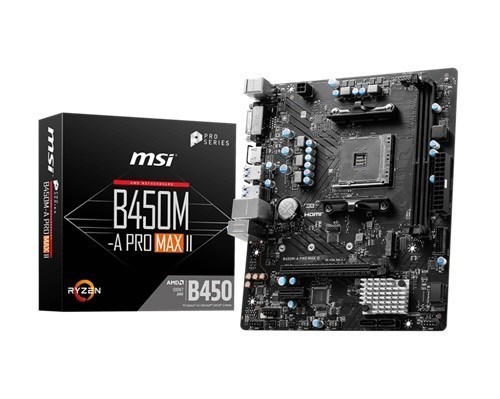 Msi B450m-A Pro Max Amd M-Atx Motherboard - Am4 Ryzen, 2xDDR4, 4xSATAIII, M.2, 4xUSB3.2, 2xUSB2.0, 1xPCIE X16, Dvi-D 1xHDMI