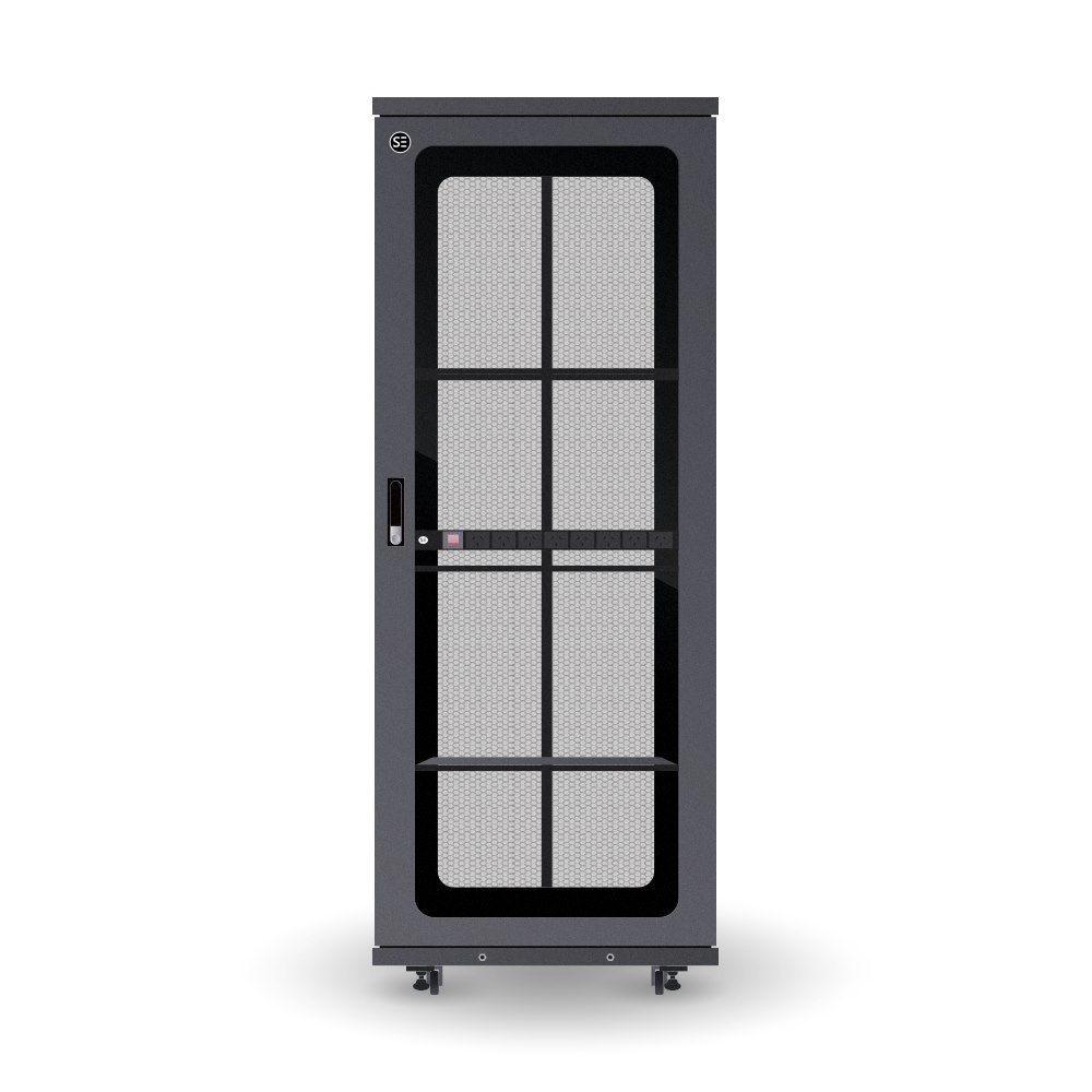 Serveredge 42Ru Fully Assembled Free Standing Server Cabinet - 800W X 800D X 2055H Includes:- Lockable Front Glass Door- Lockable Dual Rear Mesh Doors- Lockable Split Side Panels- 1 X 8 Way Pdu- 1 X 4
