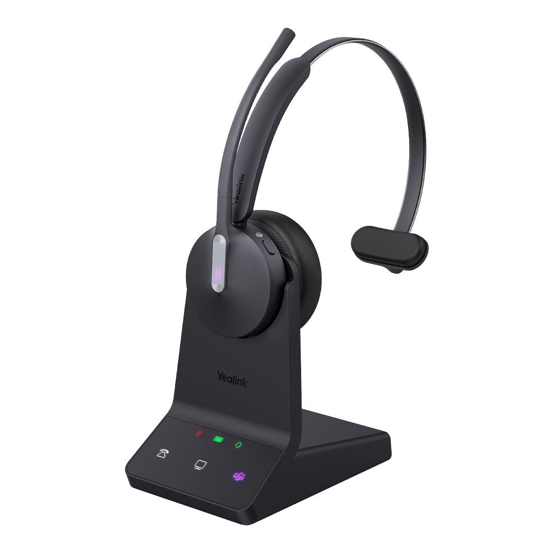 Yealink BH70 Bluetooth Wireless Mono Headset With Stand Teams Usb-C/A, 3Mic Noise Cancellation Up To 35H Talk Time BT51 C Dongle With Type A Adapter