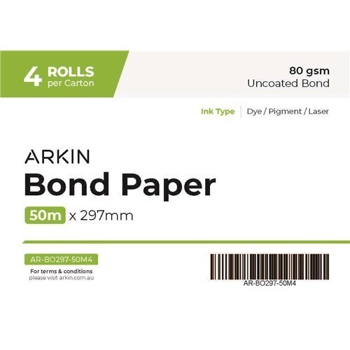 Arkin Bond Paper 80GSM - 297MM X 50M 4 Rolls/Ctn