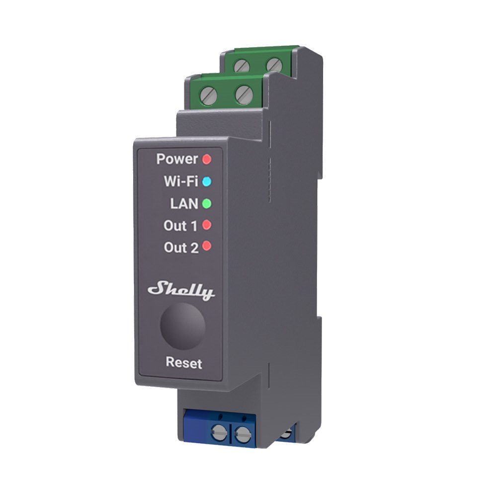 Shelly 2 Circuit Din Rail Wi-Fi Relay Switch
