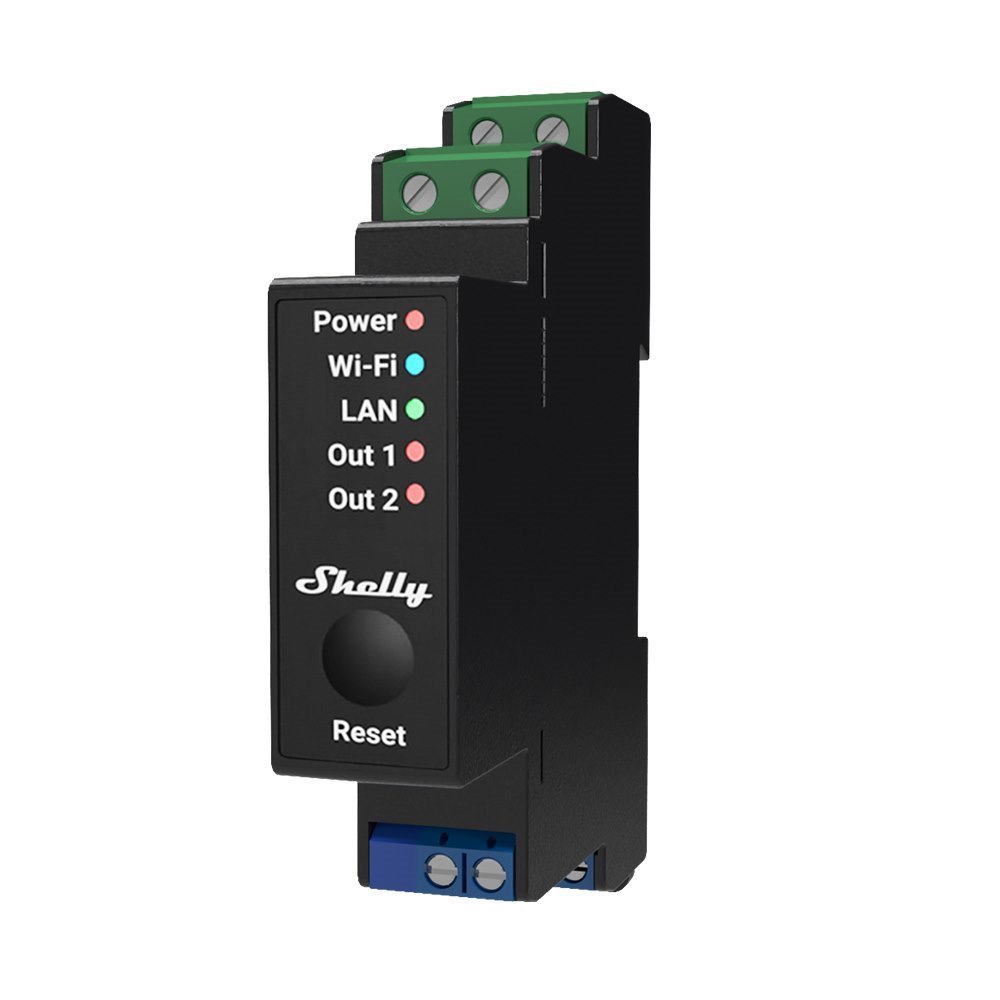 Shelly 2 Circuit Din Rail Wi-Fi Relay Switch With Power Metering