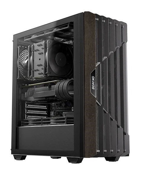 Okinos Cypress 5 Oak Wood Atx, Type-C ,4 X 120MM 3Pin Non-PWM CaseFans Preinstalled ,Tempered Glass Side Panel,BlackMid-Tower Computer Case