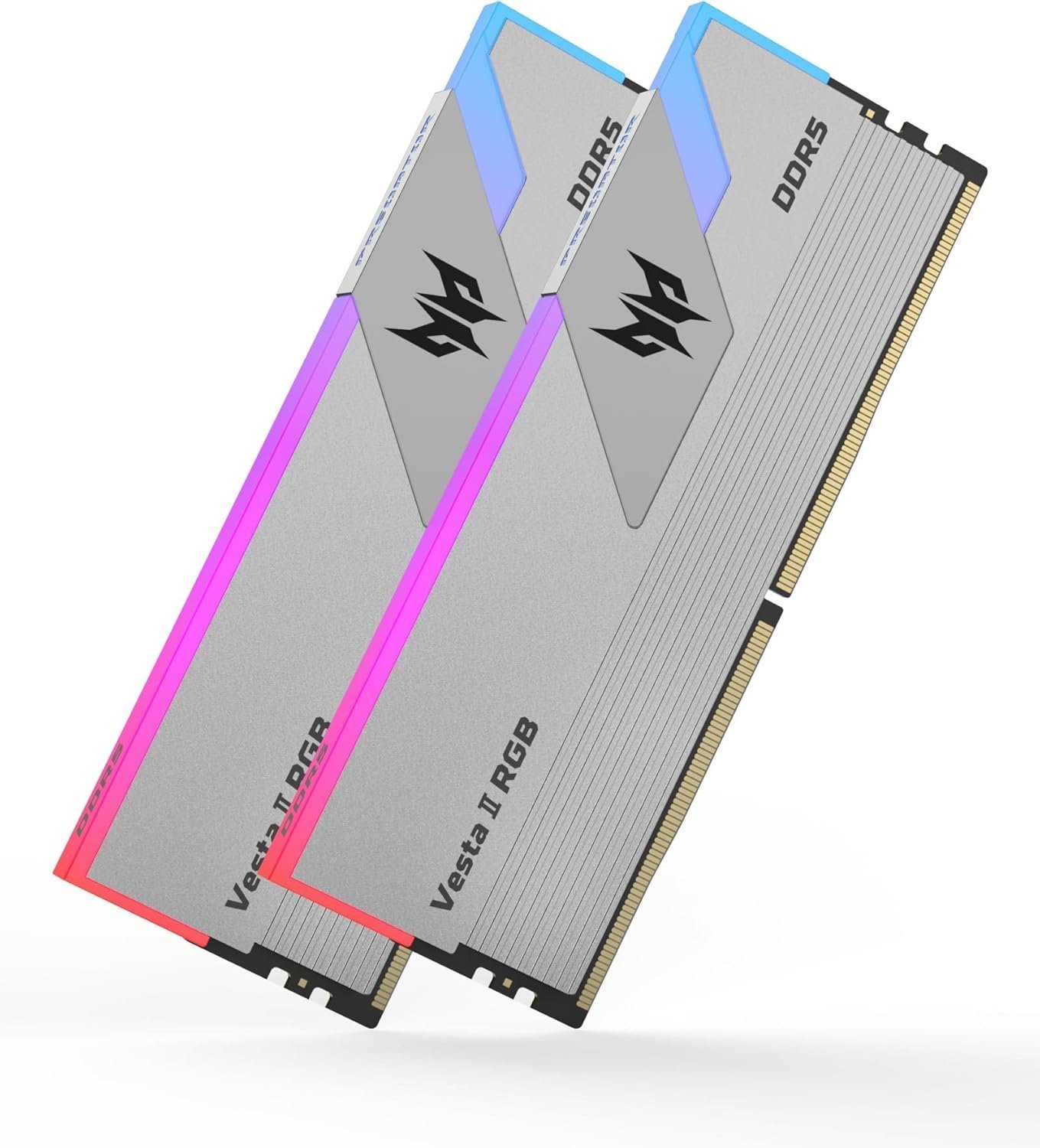 Biwin Predator Vestaii 32GB 16GBx2 Silver RGB DDR5 Memory 6800Mhz1R*8 CL32