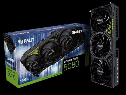 Palit RTX5080 Gamingpro 16GB GDDR7 256Bit 3-DP Hdmi V1 Pci-E 5.0 Ne75080019t2-Gb2031y 4K 3 Slot Recommended System Power 850 W