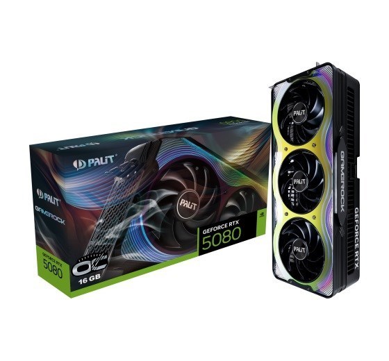 Palit RTX5080 Gamerock 16GB GDDR7 256Bit 3-DP Hdmi Argb Pci-E 5.0 Ne75080019t2-Gb2030g