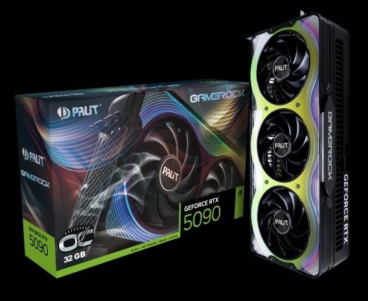 Palit RTX5090 Gamerock Oc 32GB GDDR7 512Bit 3-DP Hdmi Argb Ne75090s19r5-Gb2020g