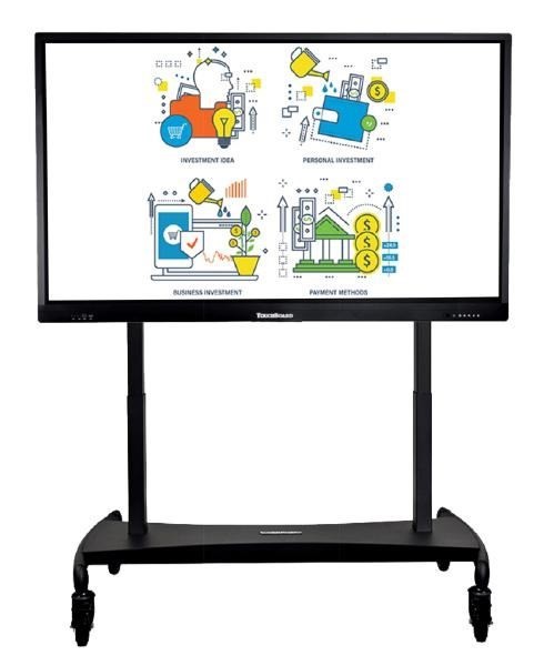 TouchBoard Mobile Height Adjustable Motorised Twin Column Lift System. Vesa To 800 X 400MM. For Panels 55 To 75", Up To 95KG. Black.