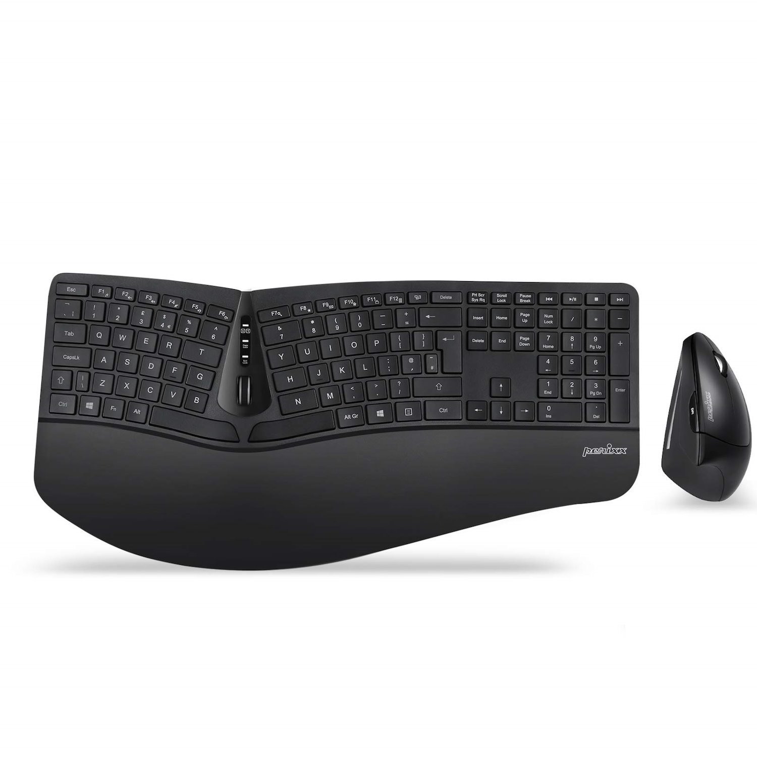 Perixx Periduo-605 Wirelsss 2-In1 Combo With Ergonomic Full-Sized Keyboard And Vertical Mouse