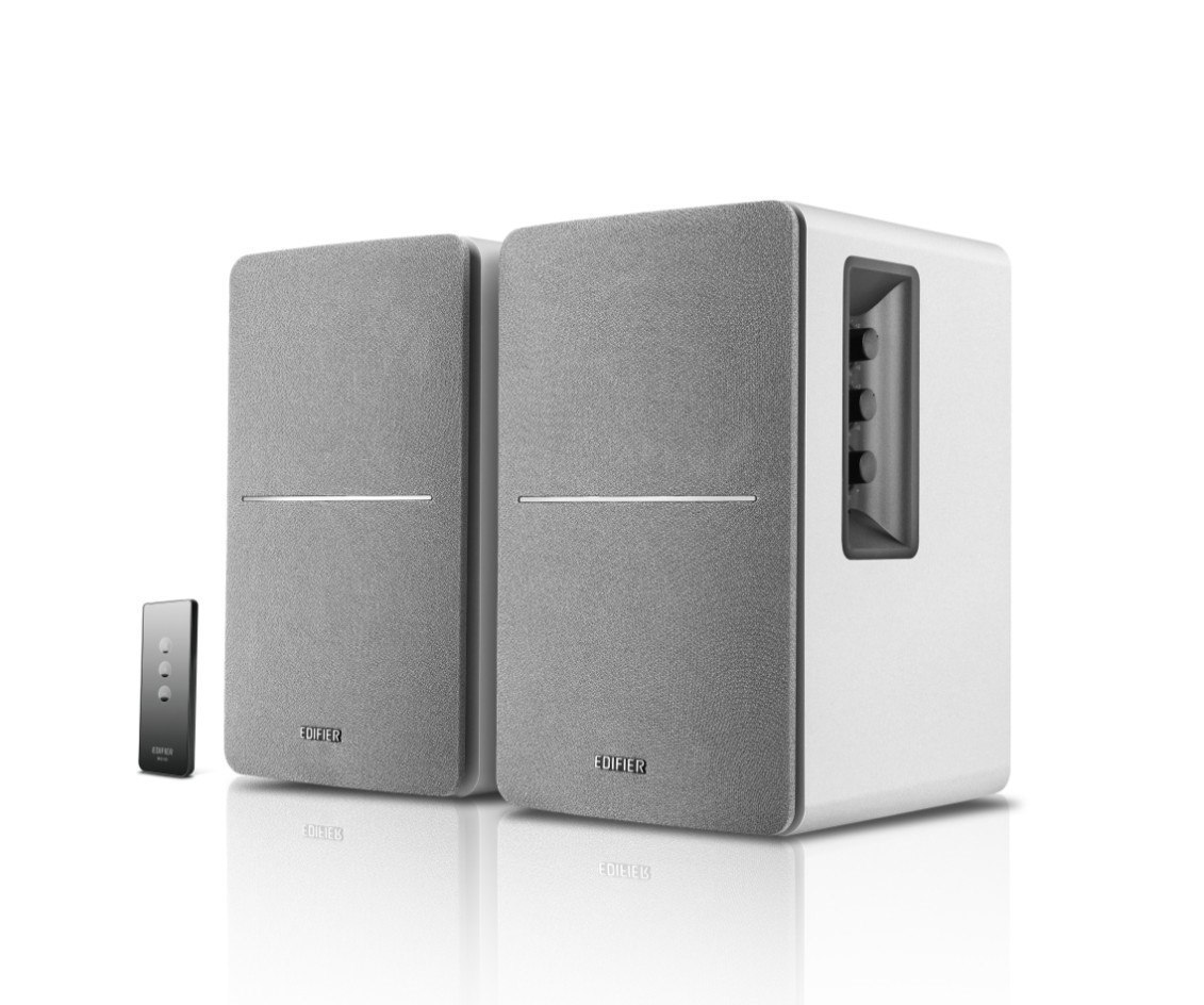 Edifier R1280t-White Silver Lifestyle Bookshelf Speakers Brown - 3.5MM AUX/Dual Rca, 42W, MDF Wooden Enclosure
