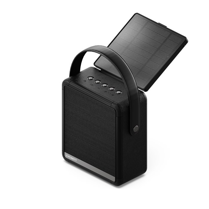 Cygnett FreePlay Solar Chargingr Wireless Speaker & 8K Power Bank - Black(CY4968SOSPE),Dust & Water Resistant,Dual Speaker,10 Meter, 2 Years Warranty