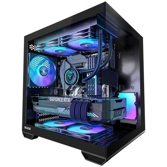 Okinos Mirage 4 Matx Argb Case, Argb Controller, 4X Argb Fans. Ultimate Thermal, Steel,2X Usb3.0, 1X3.2 Gen2 Usb-C, Black Tower Case