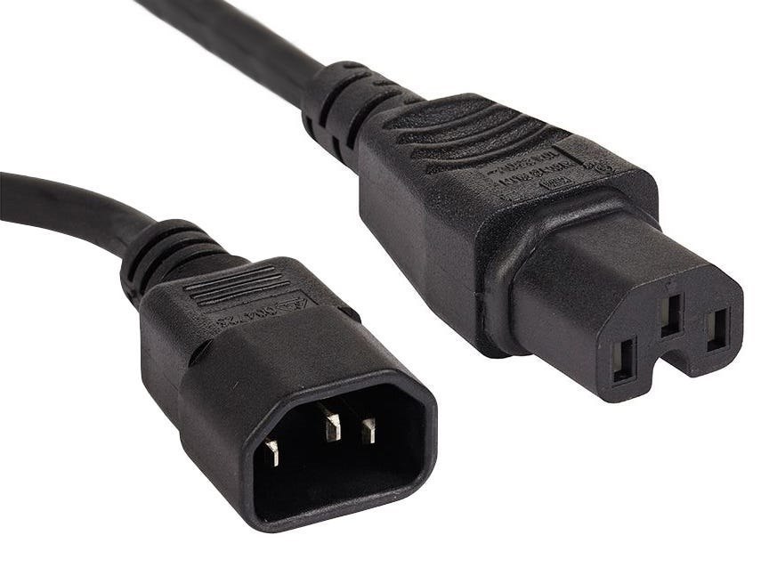 4Cabling 1.5M Iec C14 To C15 High Temperature Extension Cable | Black