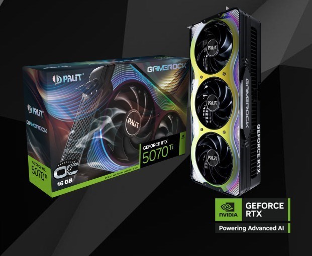 Palit RTX5070Ti Gamerock 16GB Oc GDDR7 256Bit 3-DP Hdmi Ne7507th19t2-Gb2030g