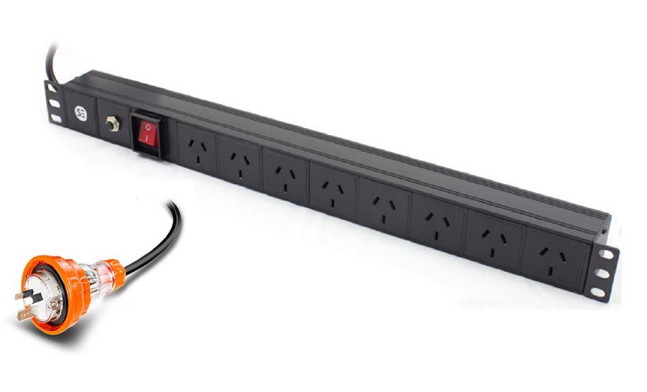 Serveredge Basic 8 Port Pdu (8) 3 Pin Aus Gpo Output & (1) Captive 15A Au 3 Pin Plug