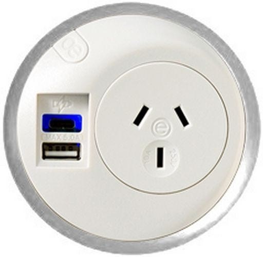4Cabling Elsafe | Pixel 523004 | 1 X Gpo / 1 X Tuf 25W With 800MM Lead And J Coupler ( White / Silver )