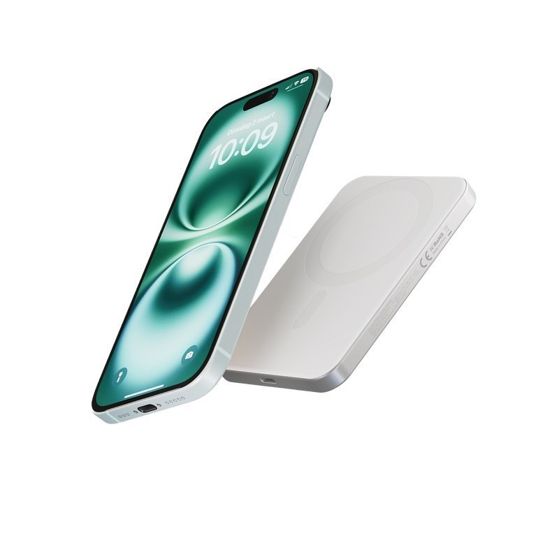 OtterBox Zens 5K mAh Slim Aluminium Powerbank With Qi2 White - (78-81547), Perfect Alignment, Compatible With MagSafe, Solid Grip, 2 Years Warranty