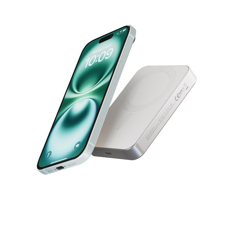 OtterBox Zens 10K mAh Slim Aluminium Powerbank With Qi2 White - (78-81549), Perfect Alignment, Compatible With MagSafe, Solid Grip, 2 Years Warranty