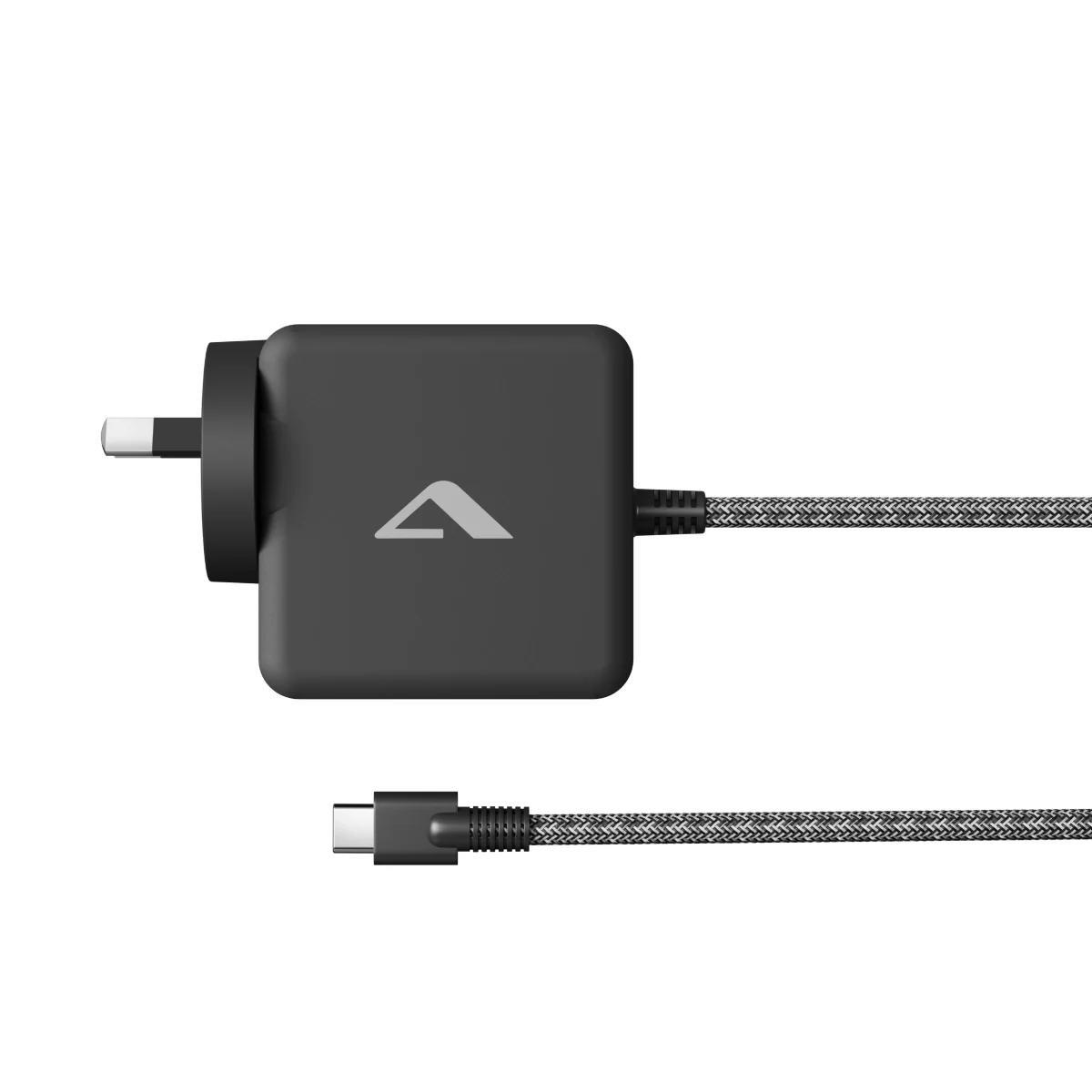 Alogic Rapid Power 65W Wall GaN Charger - Usb-C Fixed Cable Black
