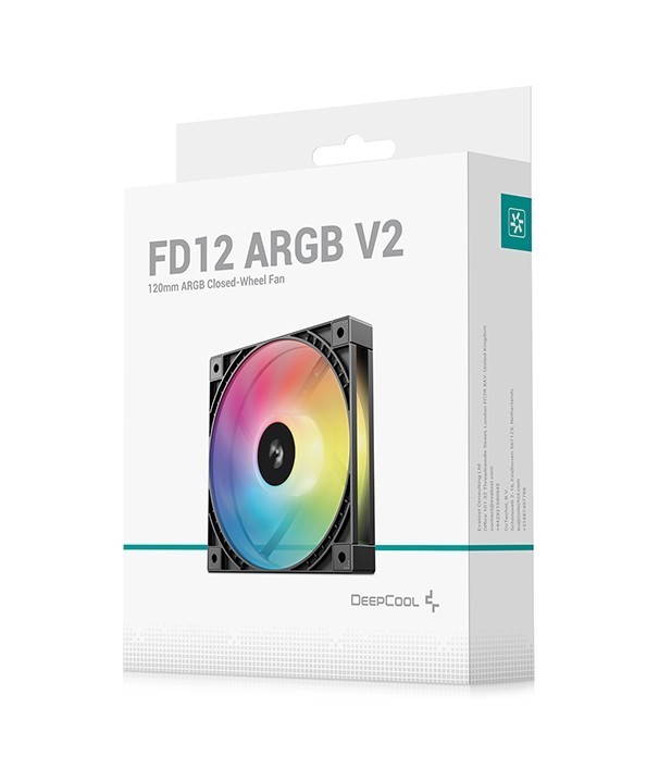 DeepCool FD12 Argb V2 120MM Integral Blade Silent Ring Case Fans, 4-Pin PWM, 3-Pin 5V Argb, Hydro Bearing