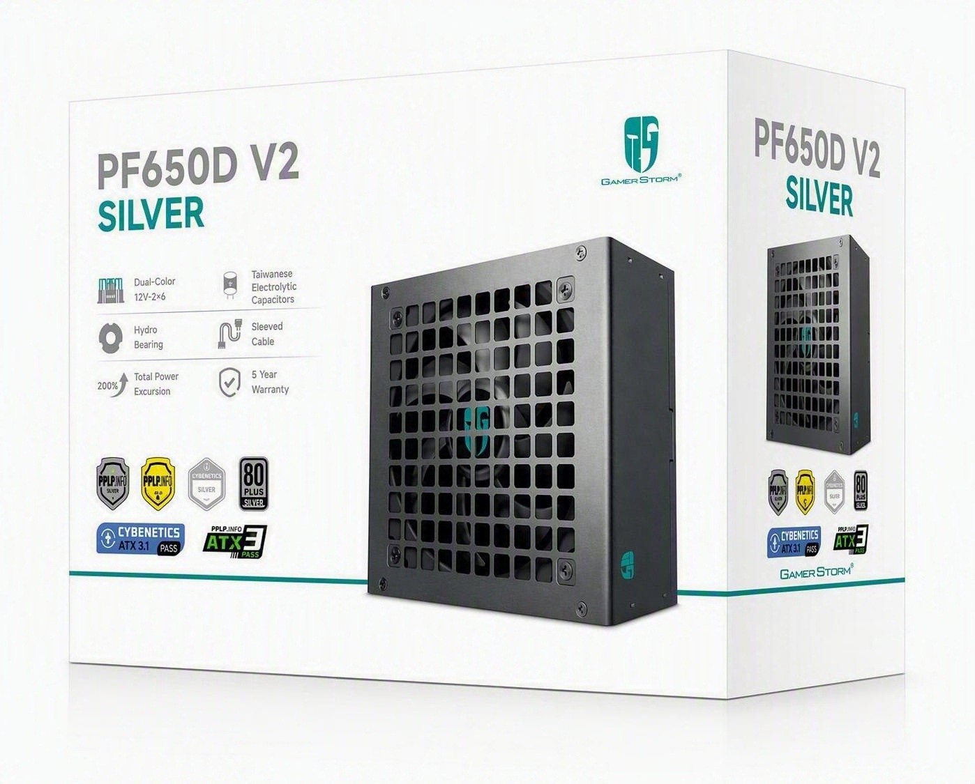 DeepCool PF650D V2 650W Gamer Storm 80+ Silver/Cybenetics Non-Modular Atx Power Supply, Taiwanese Capacitors, Atx12v V3.1